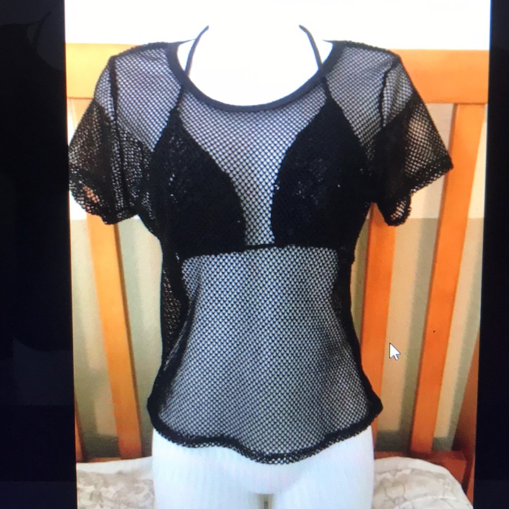 Charlotte Russe Black Fishnet Top